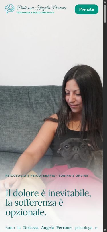 Sito della Dott.ssa Angela Perrone visualizzato su smartphone