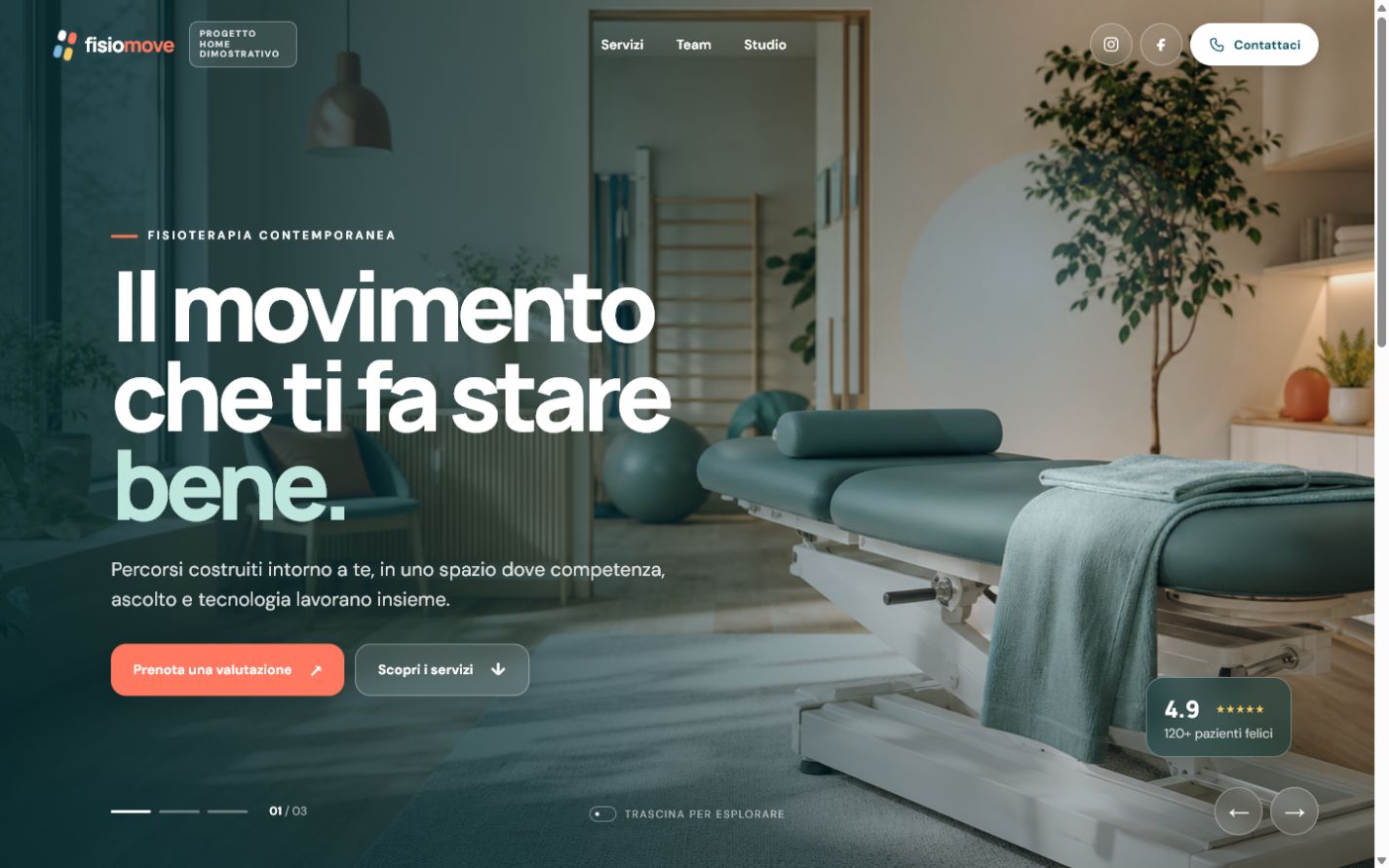 Sito per fisioterapisti visualizzato su desktop